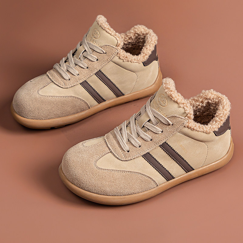 真皮大码女鞋41-43复古德训鞋冬季加绒保暖运动休闲鞋平底毛毛鞋,女鞋,时尚休闲鞋,淘宝优惠券,粉丝福利购,淘宝优惠卷