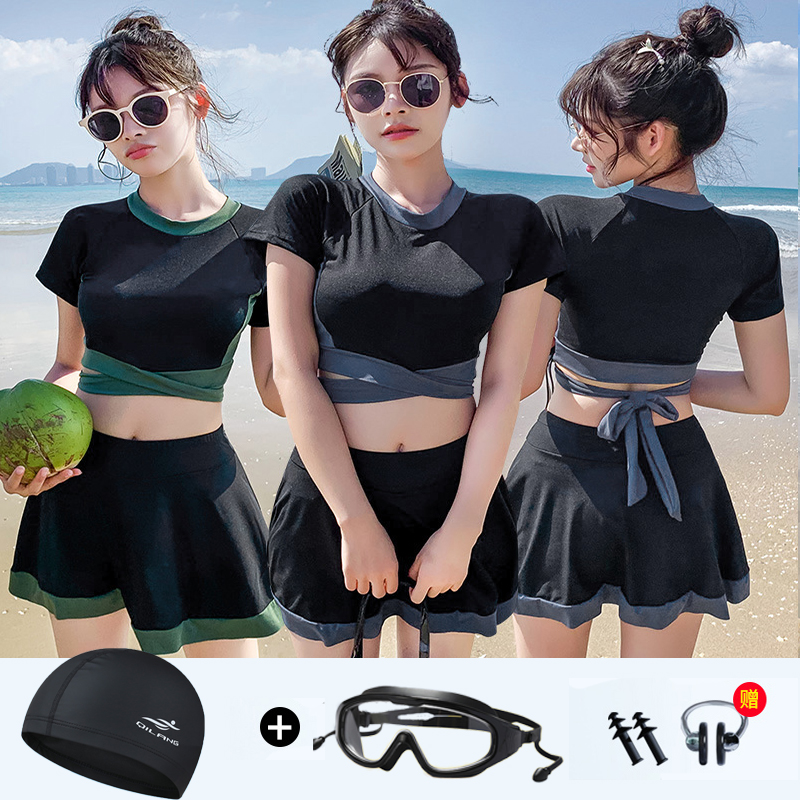 游泳衣女孩2025新款大小胸聚拢修身显瘦时尚休闲微胖裙式度假海边