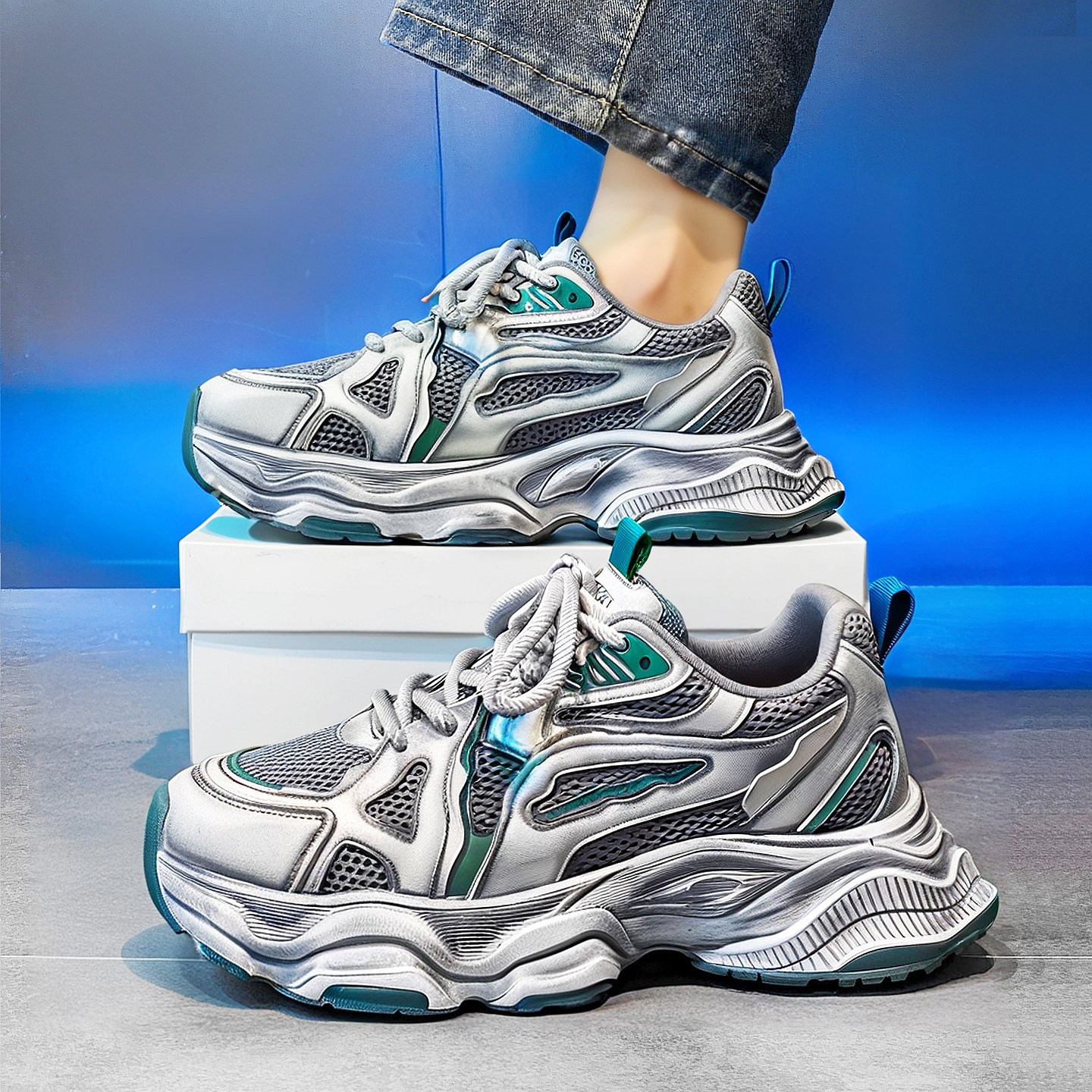 复古老爹男鞋春季2026新款休闲运动增高青少年厚底超火高级感潮鞋,流行男鞋,老爹鞋,淘宝优惠券,粉丝福利购,淘宝优惠卷