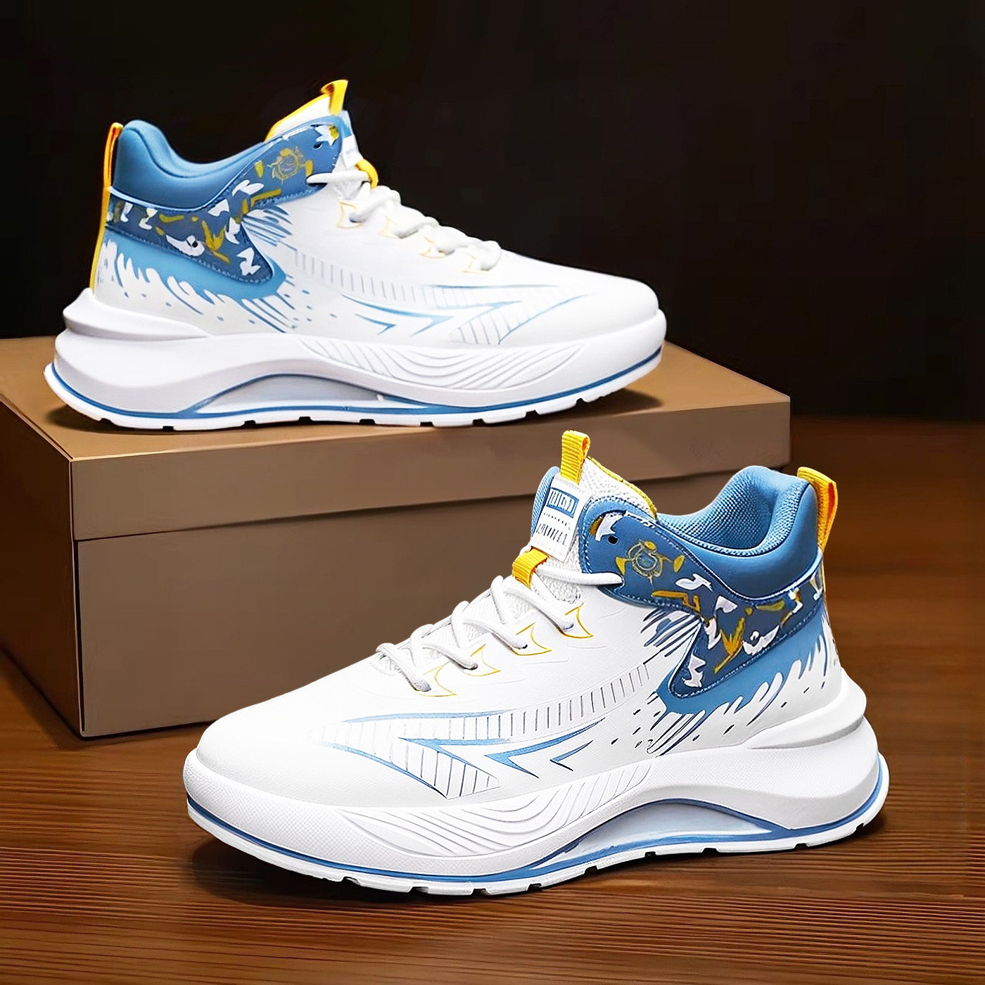 高帮男鞋春季2026新款学生青少年运动防滑厚底超轻便学生篮球球鞋