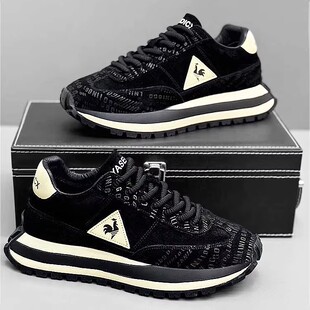 欧洲站阿甘男鞋冬季黑色软底轻便防滑运动跑步休闲厚底板鞋老爹鞋