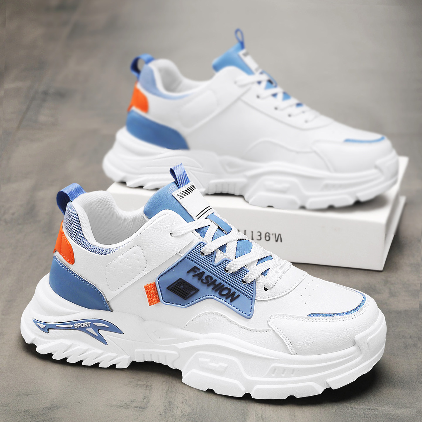 男鞋春季皮面防水运动软底防滑增高跑步超火白色休闲旅游老爹潮鞋,流行男鞋,时尚休闲鞋,淘宝优惠券,粉丝福利购,淘宝优惠卷