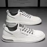 Спортивная летняя дышащая трендовая белая обувь для отдыха, универсальные кроссовки для кожаной обуви, туфли