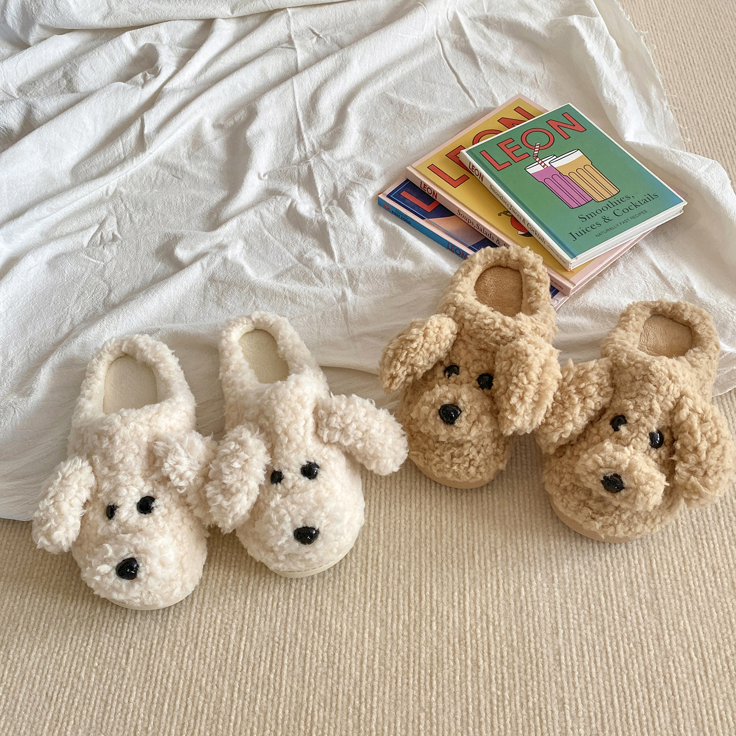 可爱卡通小狗情侣棉拖鞋