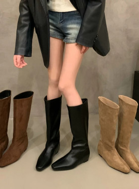 美拉德内增高显瘦百搭骑士长靴女