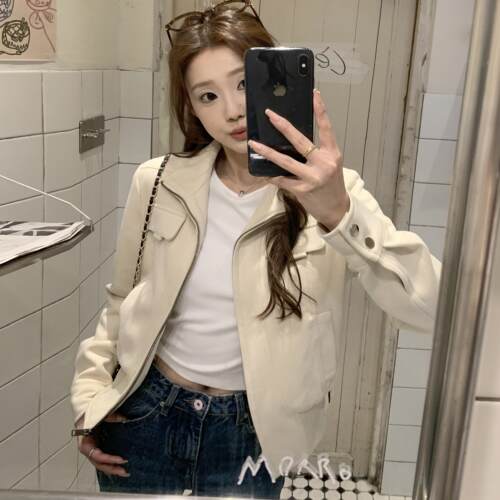 韩系休闲麂皮夹克外套