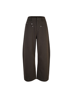 JAMUUS复古弯刀古铜色休闲长裤女设计感宽松显瘦直筒阔腿裤