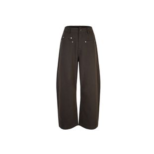 JAMUUS复古弯刀古铜色休闲长裤 女设计感宽松显瘦直筒阔腿裤