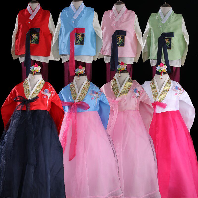 儿童新款韩服少数民族朝鲜族传统服饰宝宝成人礼服亲子装舞蹈表演