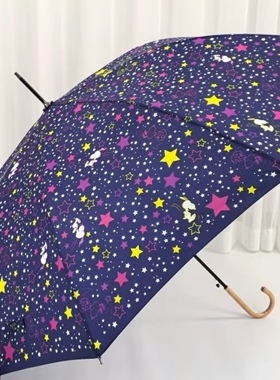 日单深蓝色满天星史努比动漫卡通狗成人学生自动长柄晴雨伞