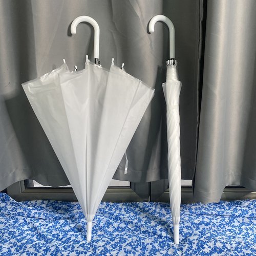 新款 出韩国白色黑色塑料磨砂长柄自动防风街拍网红成人学生雪伞