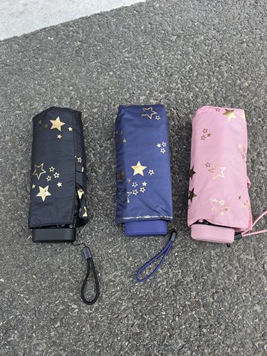 出外贸迷你烫金星星16cm卡片伞超轻便携五折手动黑胶晴雨折叠伞女