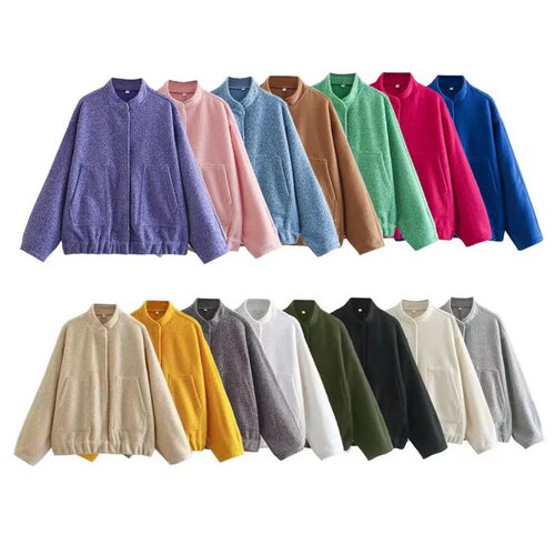 Women's Coat Bomber Autumn Winter O-neck Long Sleeve Female