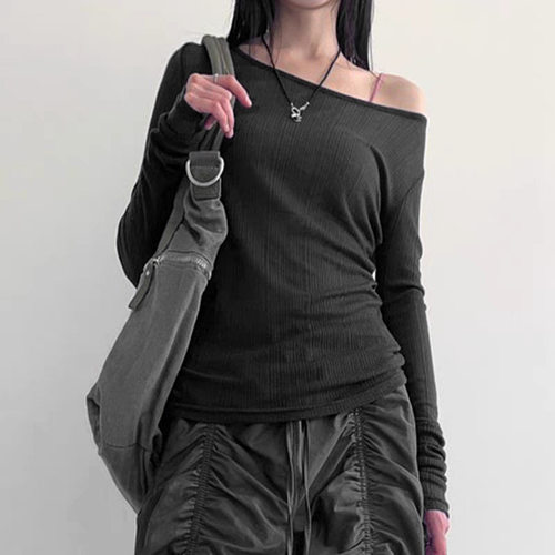 Harajuku Bandage Backless Crop Top Women Slash Casual TShirt
