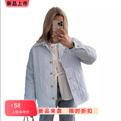 Women's striped cotton jacket 女装条纹压棉外套女