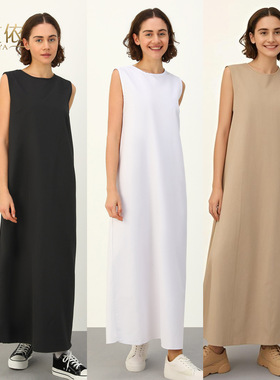 中东阿拉伯长袍打底背心长裙内搭修身长裙 sundress under a