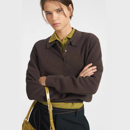 欧美polo领毛衣百搭休闲套头针织衫 Polo collar knitted