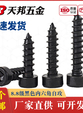 M2M2.6M3M3.5M4M5M6 8.8级黑色内六角自攻螺丝钉HA圆柱头杯头尖尾