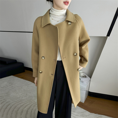 赫本风长款羊毛呢子大衣