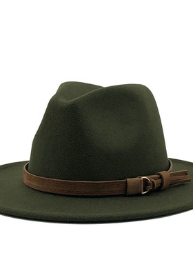 男女大沿帽英伦风爵士帽 Women Men Wool Fedora Hat Jazz Cap