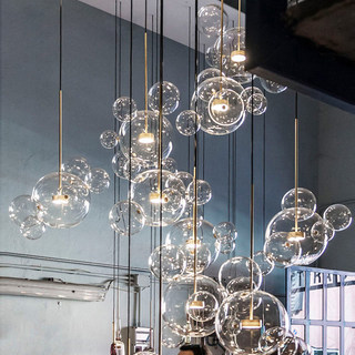 北欧个性创意肥皂米奇泡泡吊灯设计师后现代艺术餐厅玻璃球分子灯