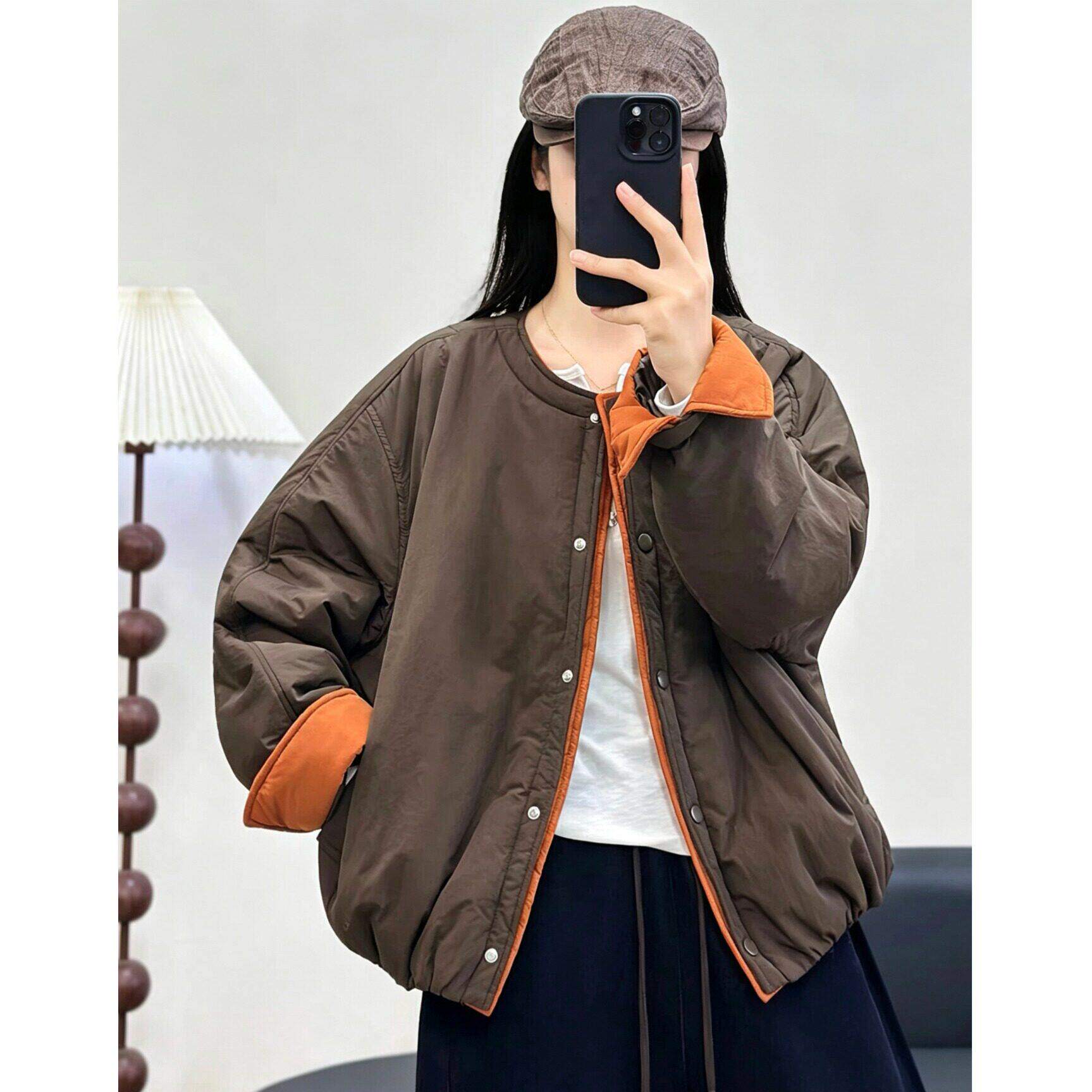 高档洋气大码女装2026秋冬季新款圆领棉服外套上衣显瘦棉衣保暖