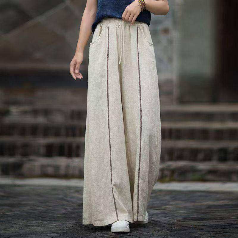 女士大码胖mm哈伦裤2026春夏宽松棉麻阔腿裤高腰休闲裤亚麻直筒裤,女装/女士精品,休闲裤,淘宝优惠券,粉丝福利购,淘宝优惠卷