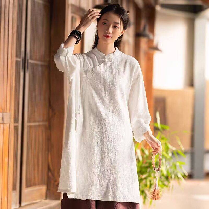 新复古国风打底衫中长款盘扣T恤