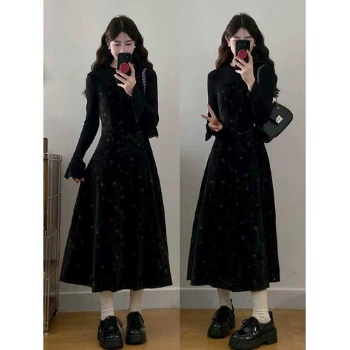 高级感假两件气质中长裙