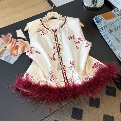 新中式套装马甲打底衫上衣两件