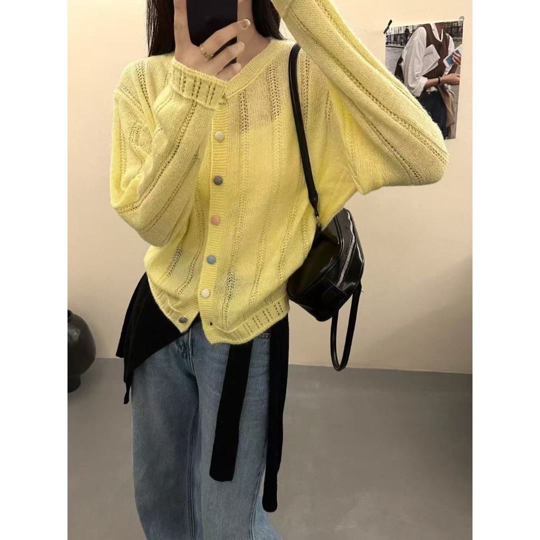 镂空文艺休闲针织开衫上衣