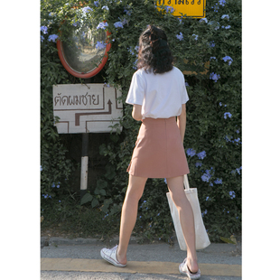 显瘦简约小个子开叉a字短裙 韩版 你好卡农 高腰半身裙女夏2022新款