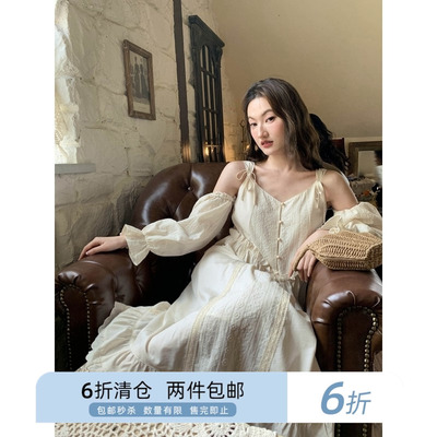 连衣裙可拆卸袖蝴蝶结你好卡农