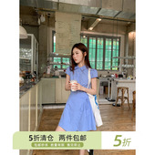 你好卡农假两件拼接条纹连衣裙女夏2025新款 不规则收腰显瘦a字裙