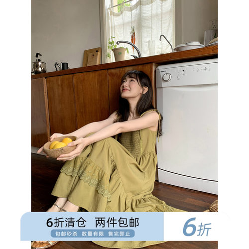 多层吊带裙胸前打揽绑带你好卡农