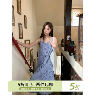 你好卡农 镂空层次感绑带吊带连衣裙女夏季新款设计感小众a字长裙