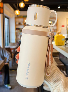 高颜值大容量碗盖杯316不锈钢保温杯便携户外男女学生卡通一盖两