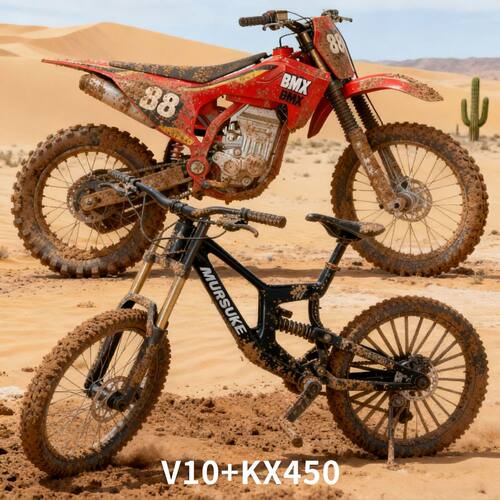 合金V10双减震山地车模型男孩玩具平叉可动仿真软尾公路山地摆件