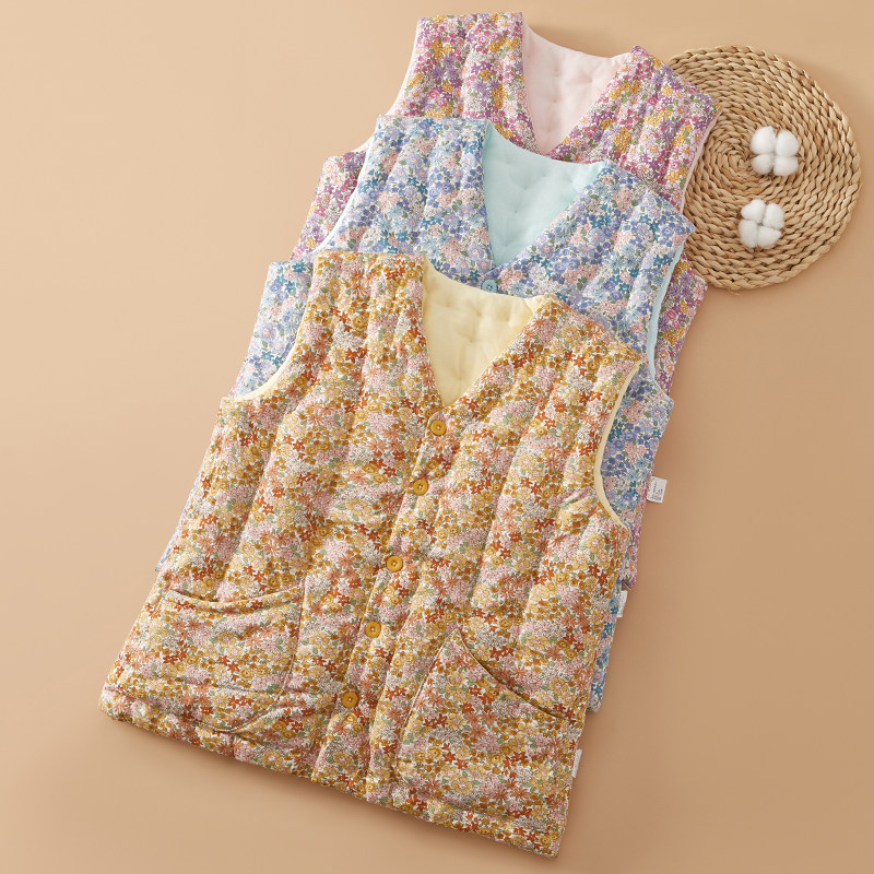 女士手工纯棉花马甲成人内外穿保暖背心马夹秋冬季加厚棉坎肩内胆