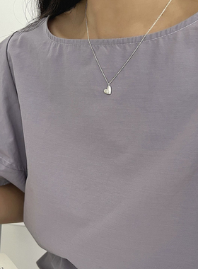 韩国韩版小红书通体925纯银项链异形小爱心项链ins个性百搭颈链女