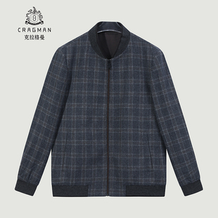 男士棒球领羊毛夹克D13J513207衣长64-71.5