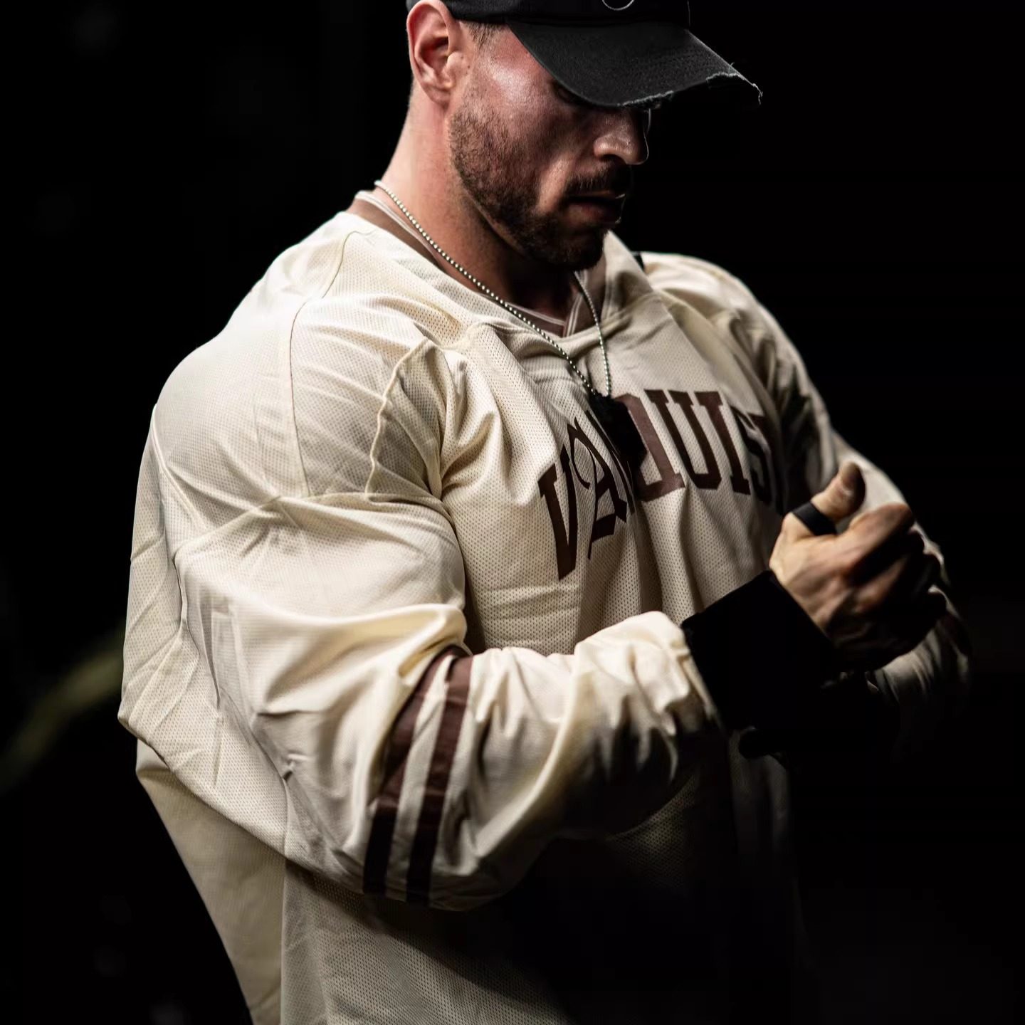 VANQUISH麦克VQ健身训练短宽网眼长袖男女运动篮球美式宽松T恤