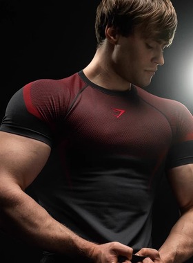 GYMSHARK鲨鱼ONYX超级英雄健身训练紧身短袖男女运动美式修身T恤