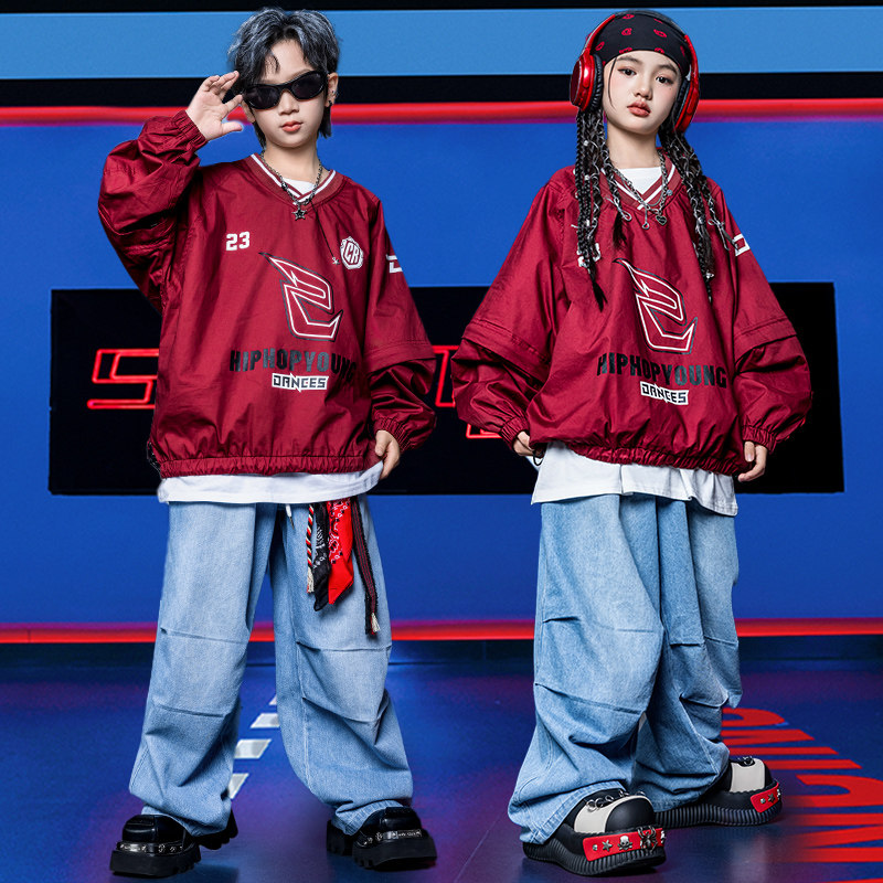 元旦街舞演出服少儿hiphop嘻哈男女童套装红色卫衣牛仔裤宽松酷帅,童装/婴儿装/亲子装,儿童演出服,淘宝优惠券,粉丝福利购,淘宝优惠卷