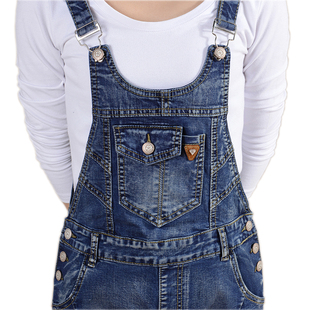 背带裤女2025新款韩版套装减龄高腰铅笔牛仔裤小脚复古吊带连体裤