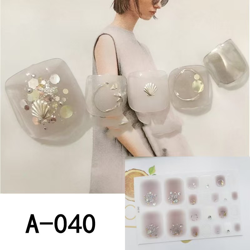 免烤脚美甲贴纸透明立体贝壳脚趾甲贴纸珍珠高级感指甲贴纸