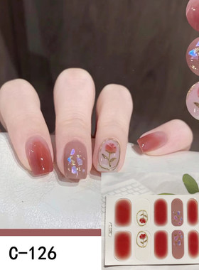 新款5D凝胶光疗美甲贴纸免烤全固化指甲贴纸全贴片持久15天甲油膜