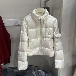 高端殴货铜氨丝重工小A刺绣90白鹅绒羽绒服女韩版时尚小立领外套