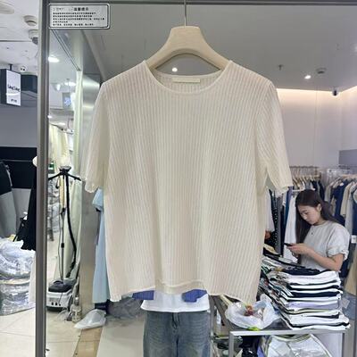 短袖百搭薄款镂空棉女