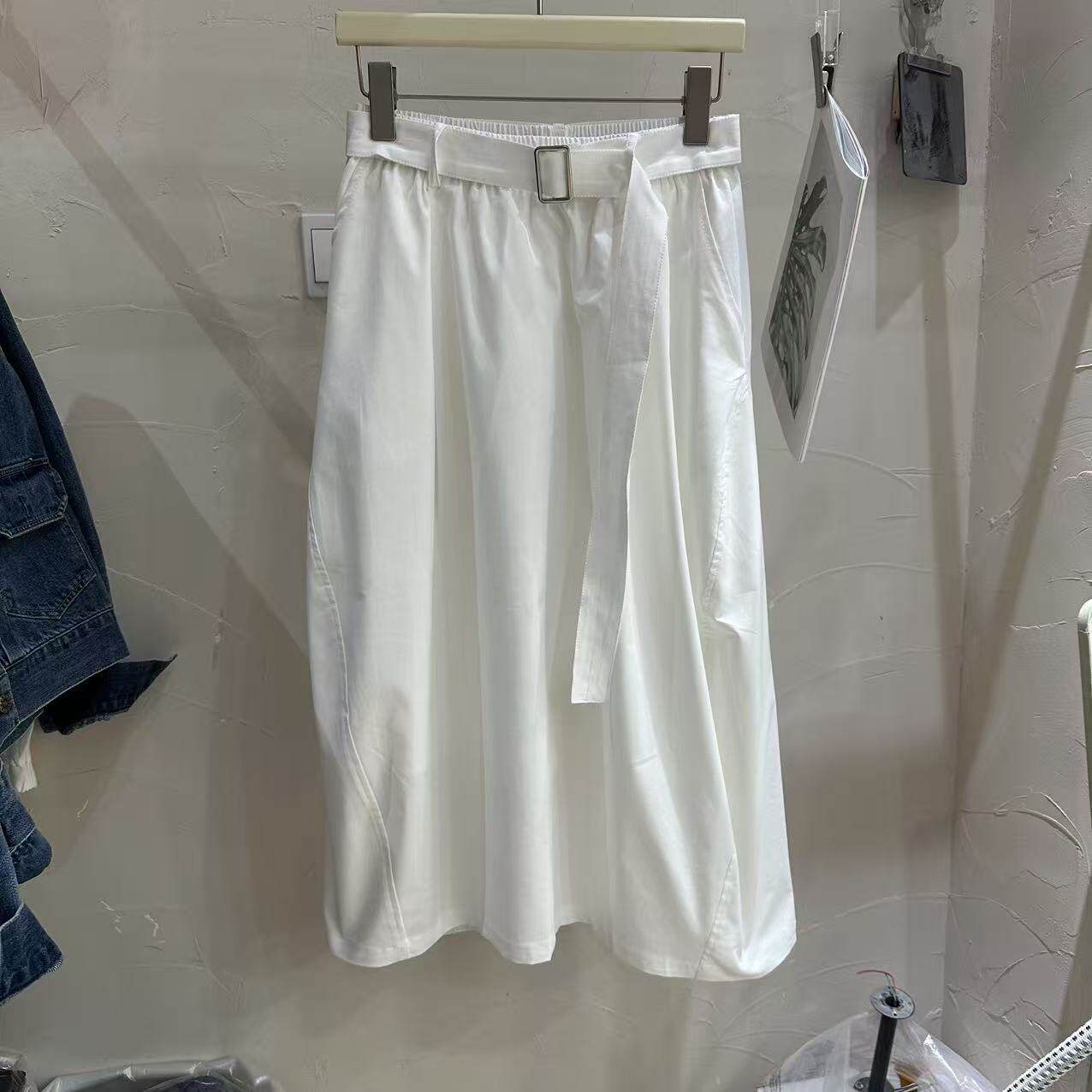 韩版通勤简约高腰中长A字半身裙